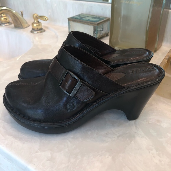 Born Shoes - Born clogs brown leather slides Sz 8